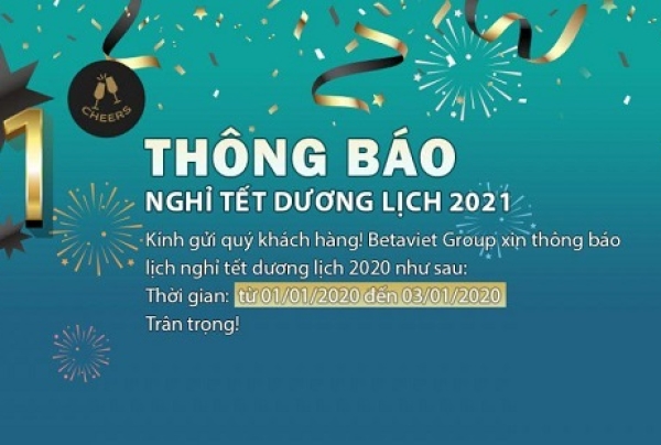 Thông báo lịch nghỉ Tết dương lịch 2021