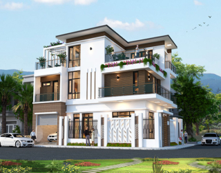 Mẫu biệt thự hiện đại 3 tầng mặt tiền 15m tại Tuyên Quang KT19076