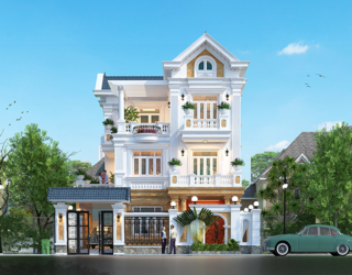 Thiết kế biệt thự tân cổ điển kiểu Pháp tại KĐT Phú Điền KT17089