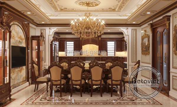 Mẫu nội thất phòng bếp tân cổ điển biệt thự NT20079