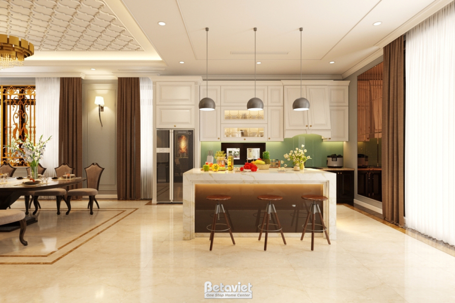 Thiết kế nội thất phòng bếp biệt thự Art Deco NT19106