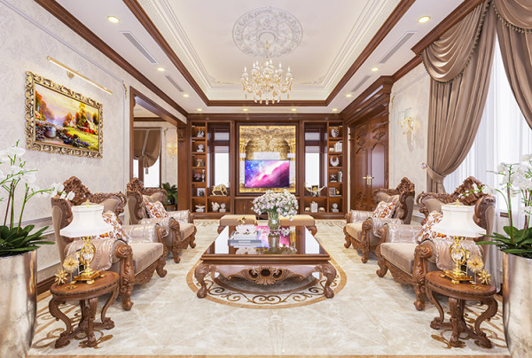 Mẫu nội thất biệt thự tân cổ điển 4 phòng ngủ tại Điện Biên NT21122