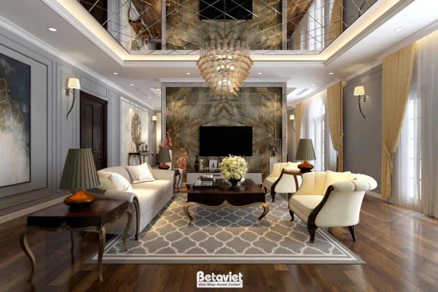 Thiết kế nội thất nhà biệt thự 2 tầng Art deco tại Hà Nội NT19106