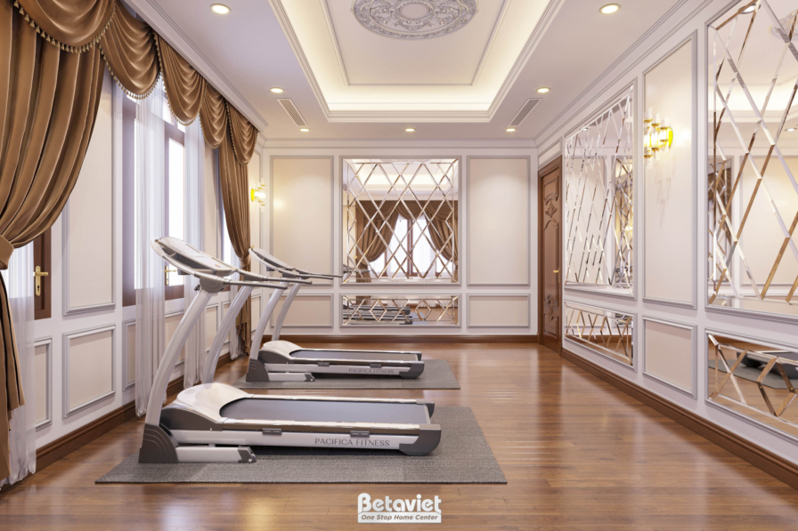Mẫu thiết kế nội thất phòng tập gym tân cổ điển NT21122