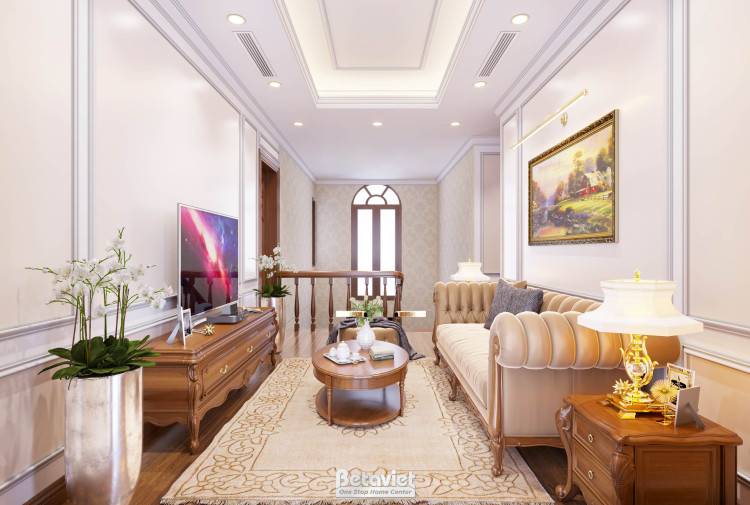 Mẫu thiết kế sảnh tầng tân cổ điển biệt thự NT21122