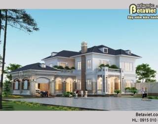 Bản vẽ chi tiết biệt thự 2 tầng phong cách hiện đại Châu Âu