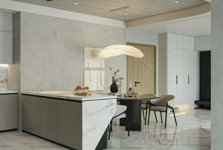 Mẫu nội thất phòng bếp căn hộ hiện đại luxury NT24567