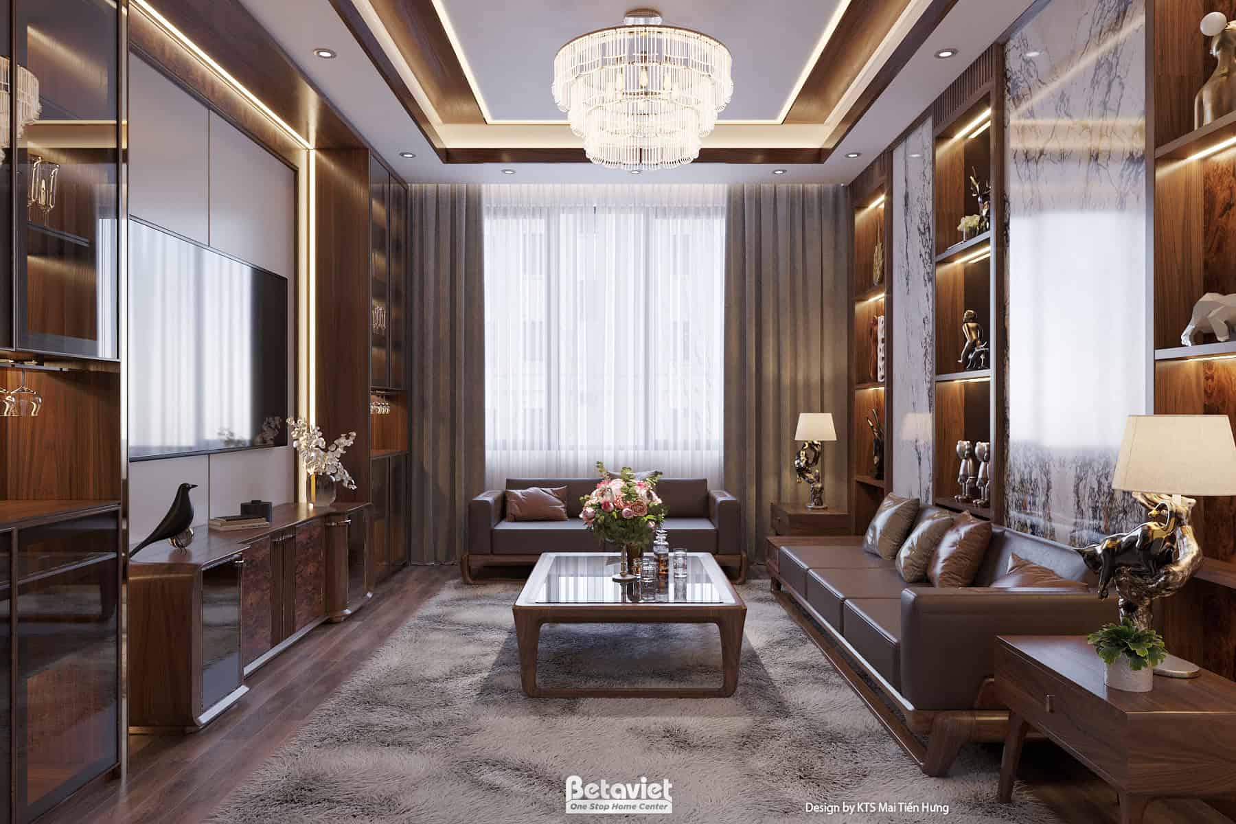 Thiết kế nội thất biệt thự hiện đại gỗ KĐT The Manor Central Park NT24555