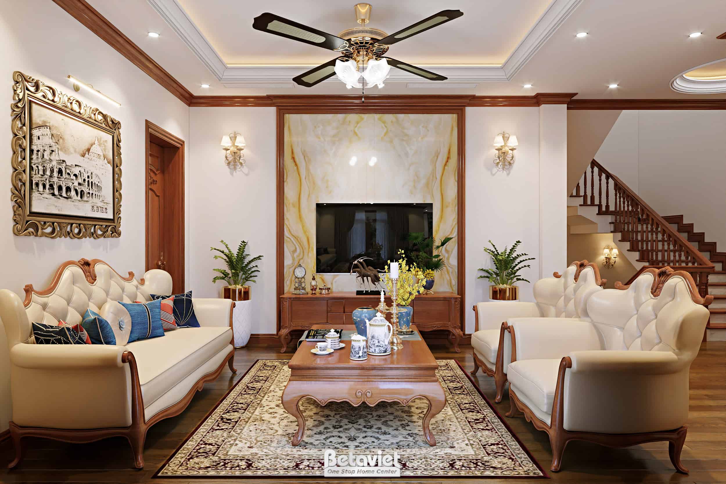 Phòng sinh hoạt chung biệt thự phong cách tân cổ điển NT8002105