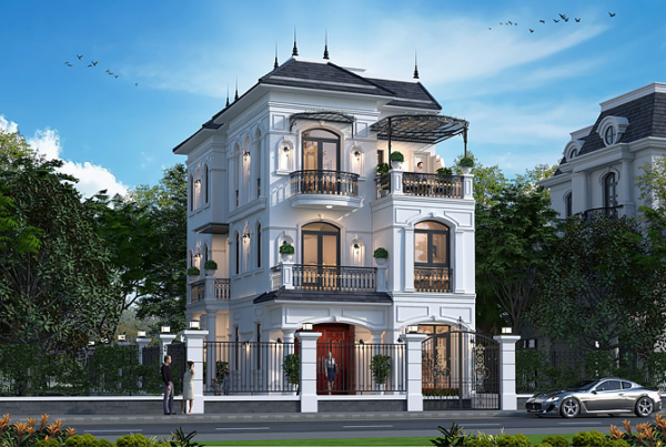 Thiết kế biệt thự tân cổ điển 3 tầng KĐT Vinhomes Star City KT2008551