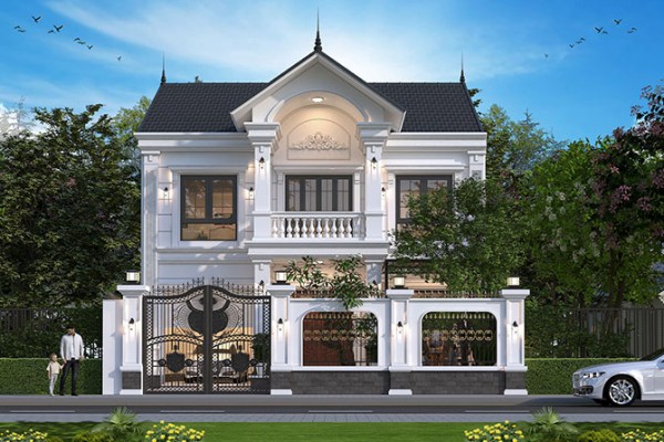 Bản vẽ chi tiết biệt thự 2 tầng phong cách hiện đại Châu Âu