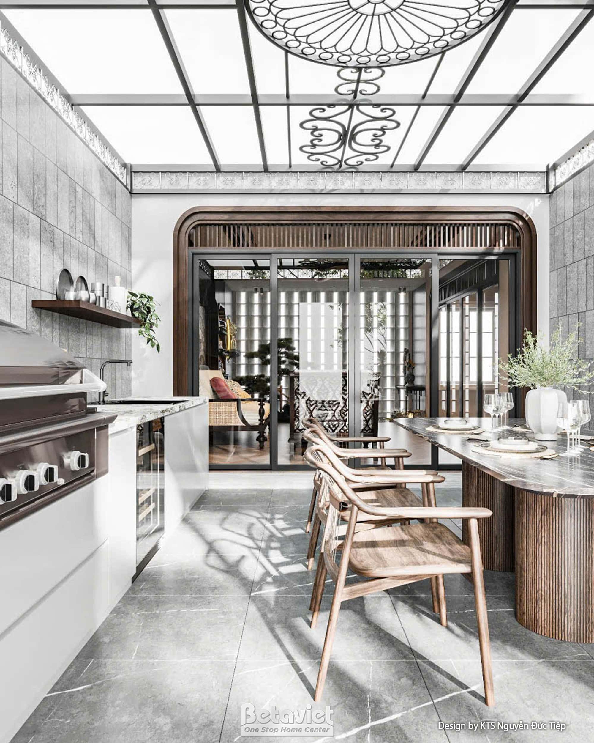 Thiết kế nội thất biệt thự phong cách Indochine tại Vinhomes The Harmony NT24549
