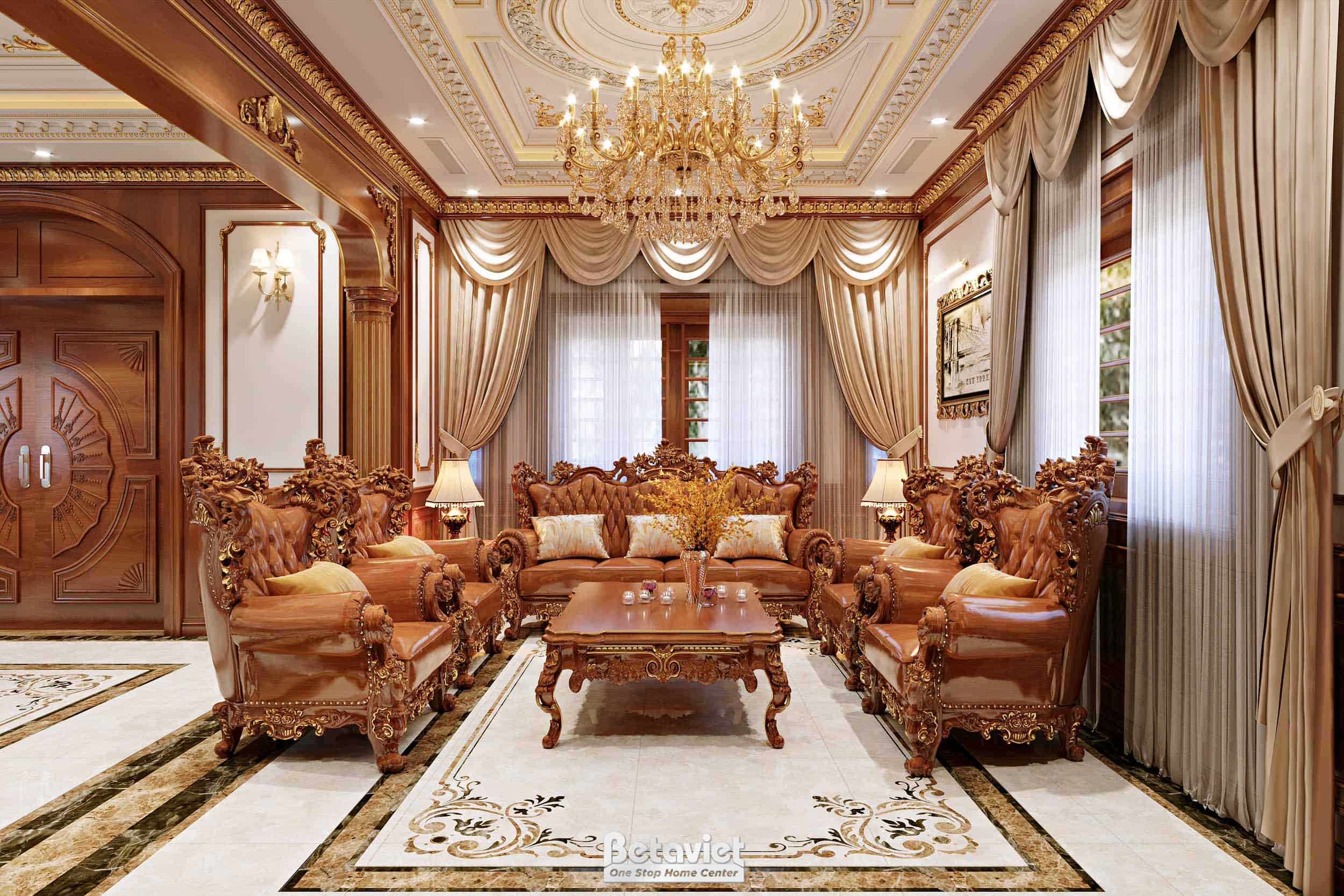 Mẫu thiết kế nội thất biệt thự tân cổ điển tại Kiên Giang NT2009044