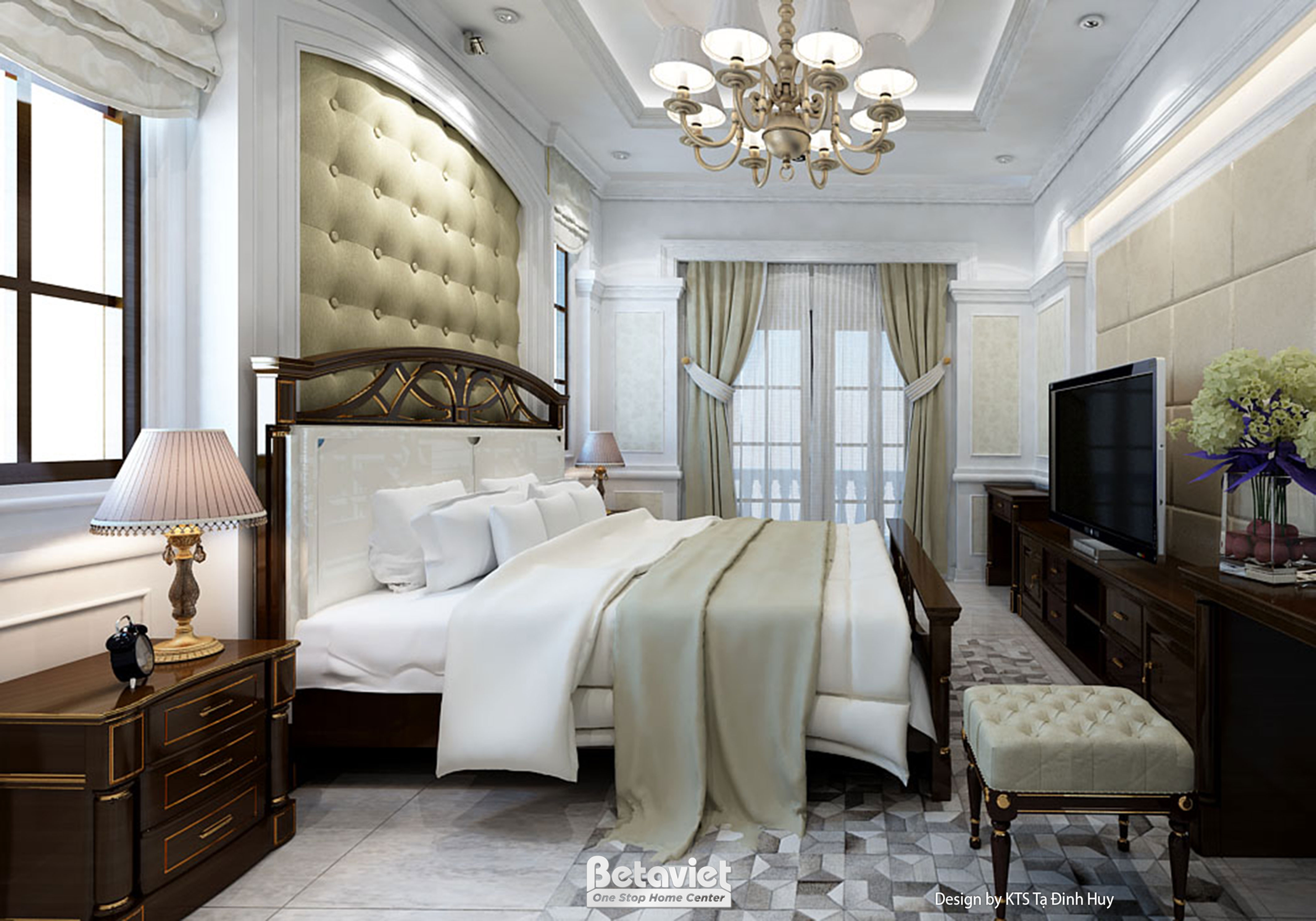 Thiết kế nội thất phòng ngủ tân cổ điển căn hộ NT24551