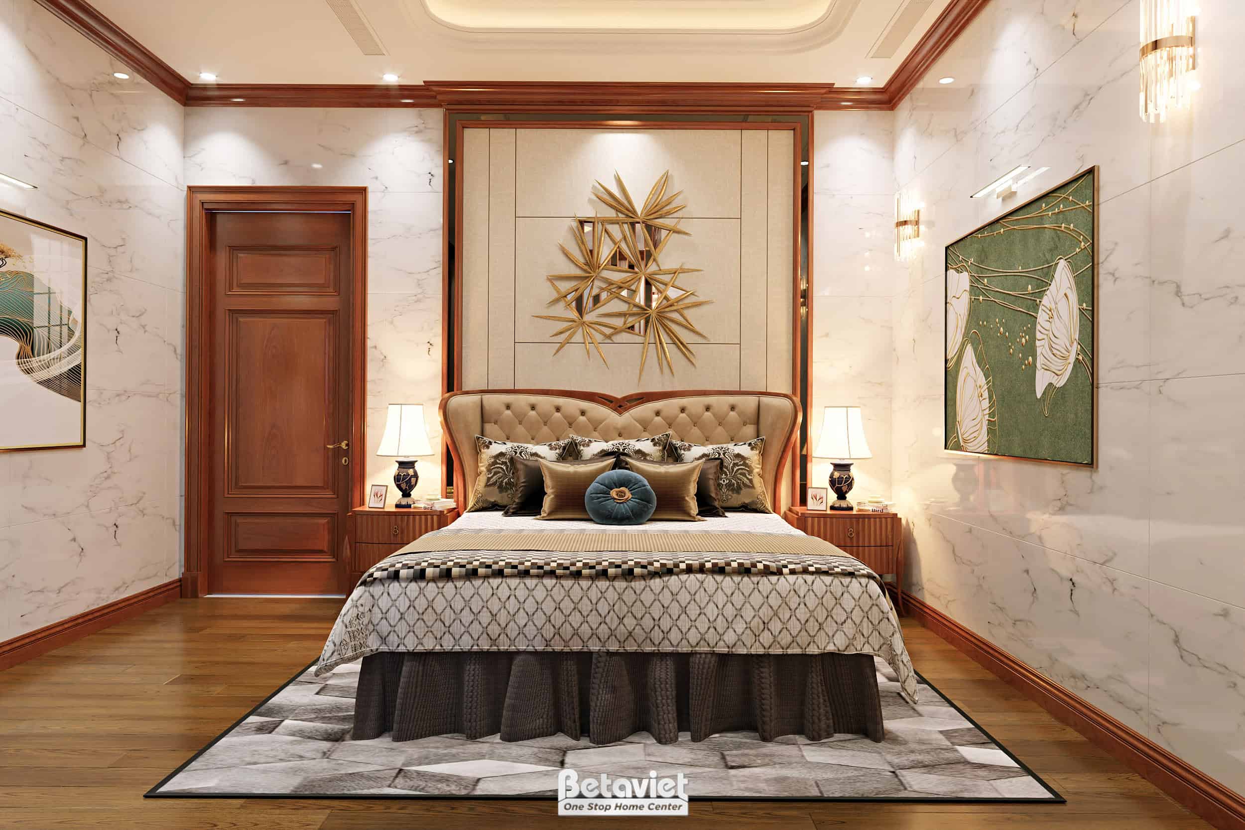 Thiết kế nội thất phòng ngủ biệt thự tân cổ điển NT2009044