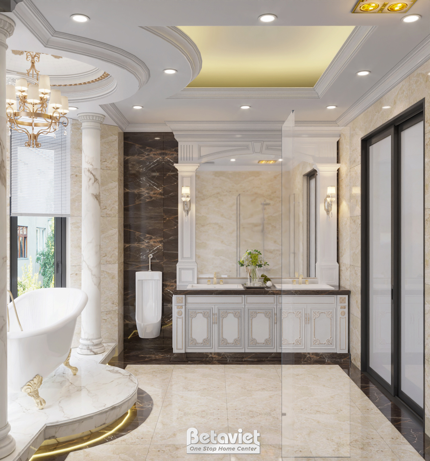 Thiết kế nội thất phòng tắm cổ điển biệt thự NT8002038
