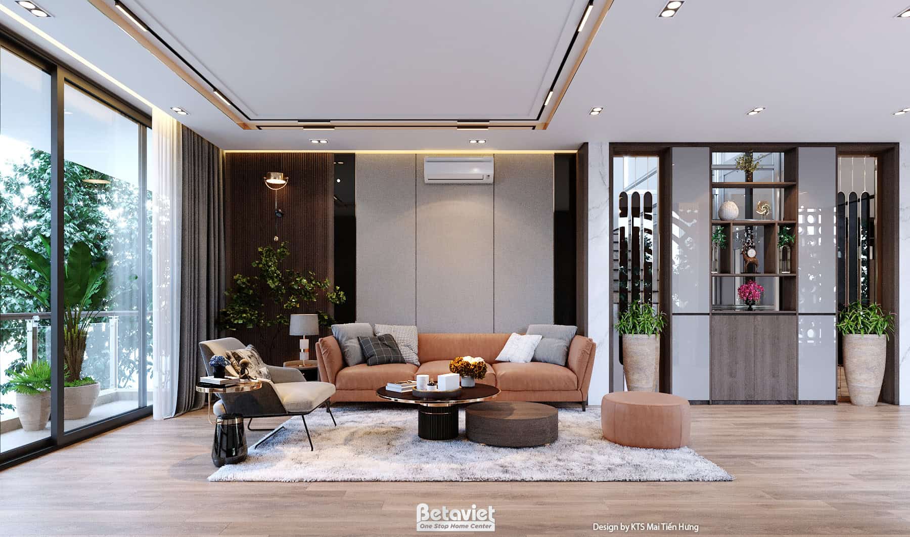 Thiết kế phòng sinh hoạt chung biệt thự phong cách hiện đại NT24556