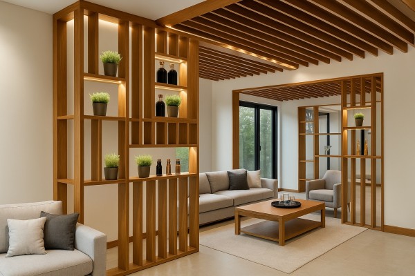 Trang trí nội thất phòng khách bởi lam gỗ cao cấp