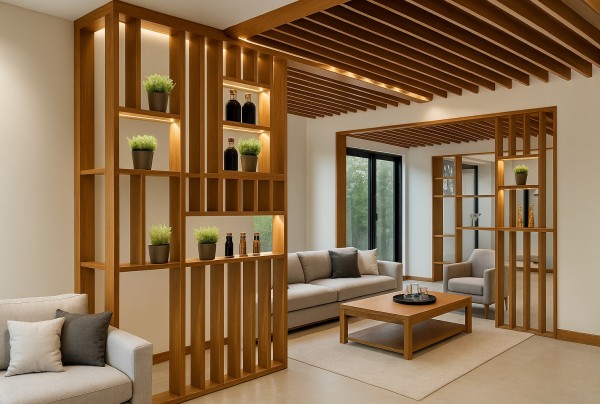 Trang trí nội thất phòng khách bởi lam gỗ cao cấp