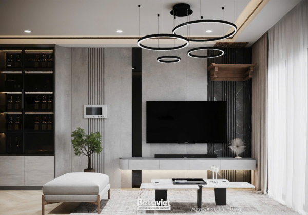 Thiết kế nội thất phòng khách căn hộ hiện đại NT24588
