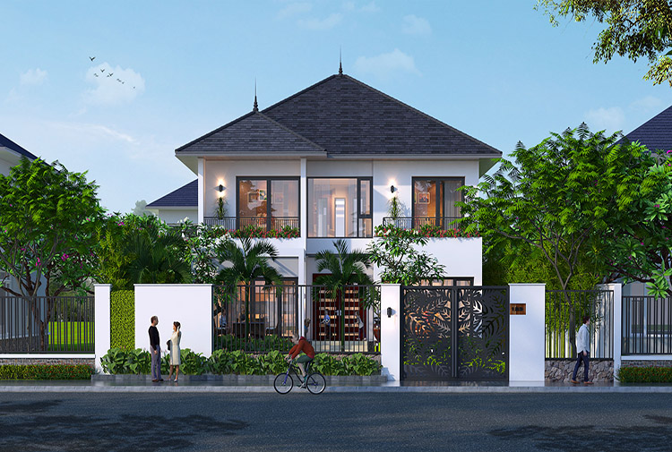 biệt thự hiện đại mái Nhật 2 tầng nhà vườn mini 320m2 Bắc Giang Betaviet