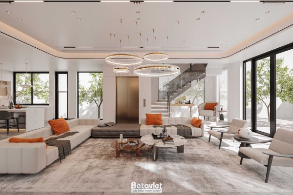 10 mẫu thiết kế nội thất phòng khách biệt thự đẹp dẫn đầu xu hướng