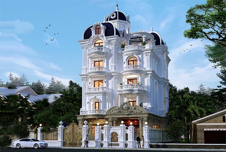 Mẫu thiết kế biệt thự tân cổ điển 5 tầng tại Ninh Bình - KT24772 với diện tích 1125m2