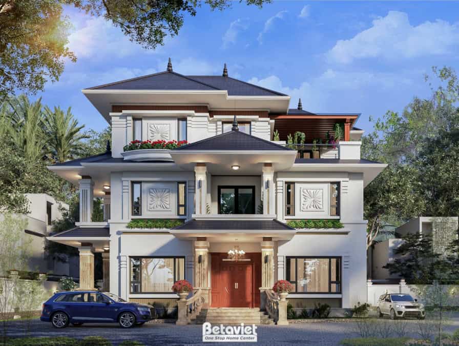 Mẫu biệt thự tân cổ điển mái Nhật 3 tầng tại Thái Nguyên KT5504144