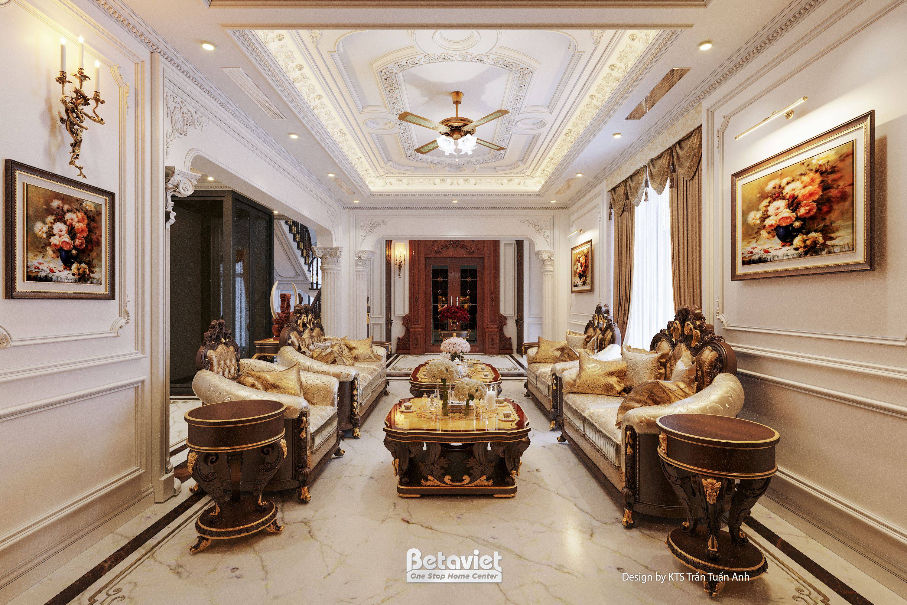 Phòng khách theo phong cách công nghiệp với tường gạch mộc, nội thất gỗ tái chế, ghế sofa da màu nâu đậm và đèn thả bằng kim loại. Sàn bê tông bóng, các phụ kiện như tranh cơ khí và ống dẫn nước tạo điểm nhấn mạnh mẽ, cá tính