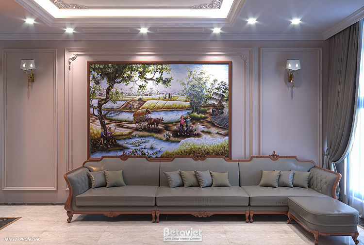 Phòng sinh hoạt chung biệt thự tân cổ điển KĐT Vinhomes Ocean Park NT2008131