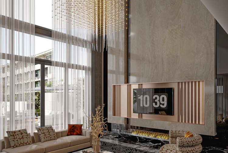 Thiết kế nội thất phòng khách liền bếp biệt thự hiện đại NT2008356