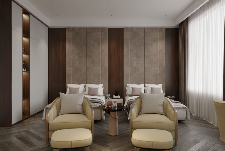 Thiết kế nội thất phòng ngủ ông bà biệt thự hiện đại NT2008356