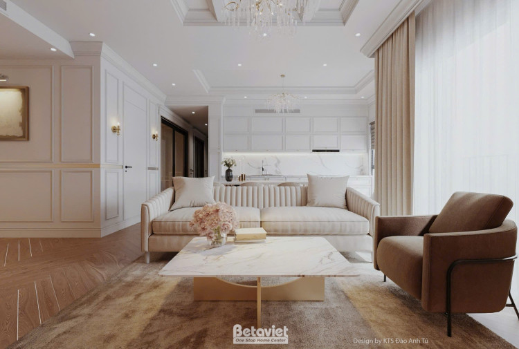 Thiết kế phòng khách căn hộ Art Deco KĐT Vinhomes Ocean Park NT25707