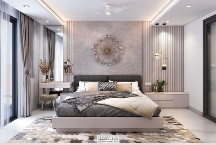 Thiết kế phòng ngủ bố mẹ biệt thự kết hợp văn phòng hiện đại NT2008351