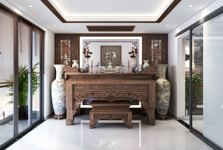 Thiết kế phòng thờ biệt thự kết hợp văn phòng NT2008351