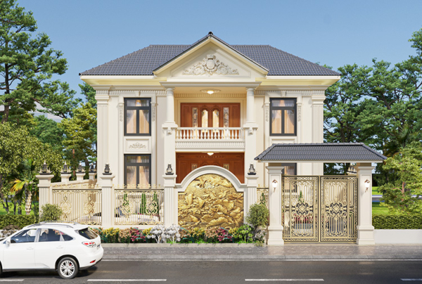 Mẫu thiết kế biệt thự 2 tầng tân cổ điển tại Hưng Yên KT25813