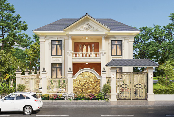 Mẫu thiết kế biệt thự 2 tầng tân cổ điển tại Hưng Yên KT25813