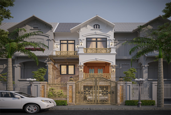 Mẫu thiết kế biệt thự tân cổ điển 3 tầng tại Hải Dương KT25816
