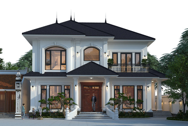 Thiết kế biệt thự 2 tầng phong cách tân cổ điển tại Nam Định KT2003715