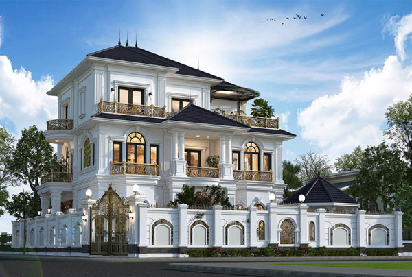 Thiết kế biệt thự 3 tầng tân cổ điển mái Nhật tại Thái Bình KT5003464