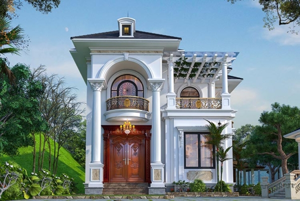 Thiết kế biệt thự mái Nhật 2 tầng bán cổ điển tại Bắc Giang KT2009340