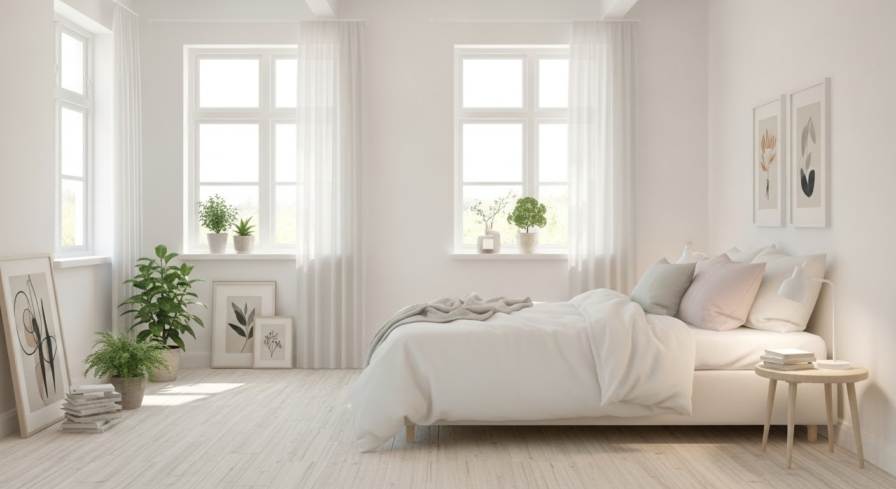 thiết kế phòng ngủ màu trắng