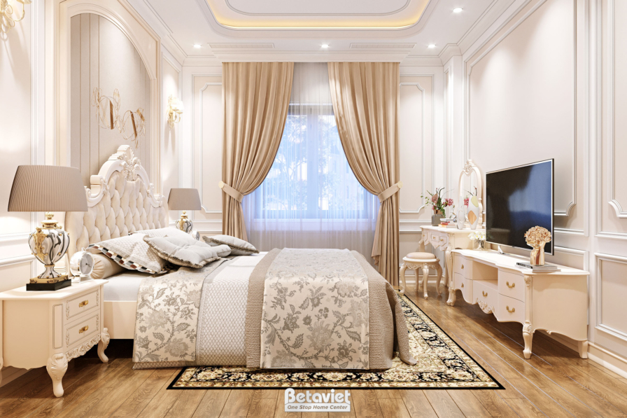thiết kế phòng ngủ màu trắng