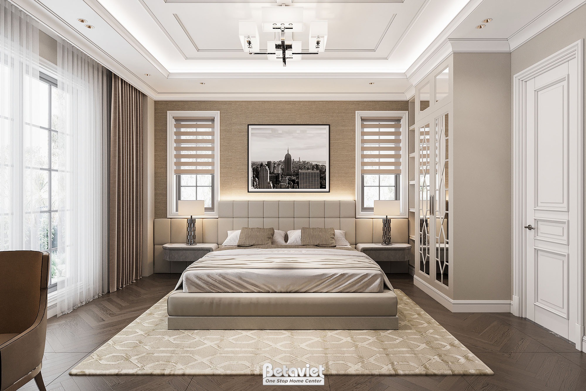 Thiết kế phòng ngủ màu xám hiện đại