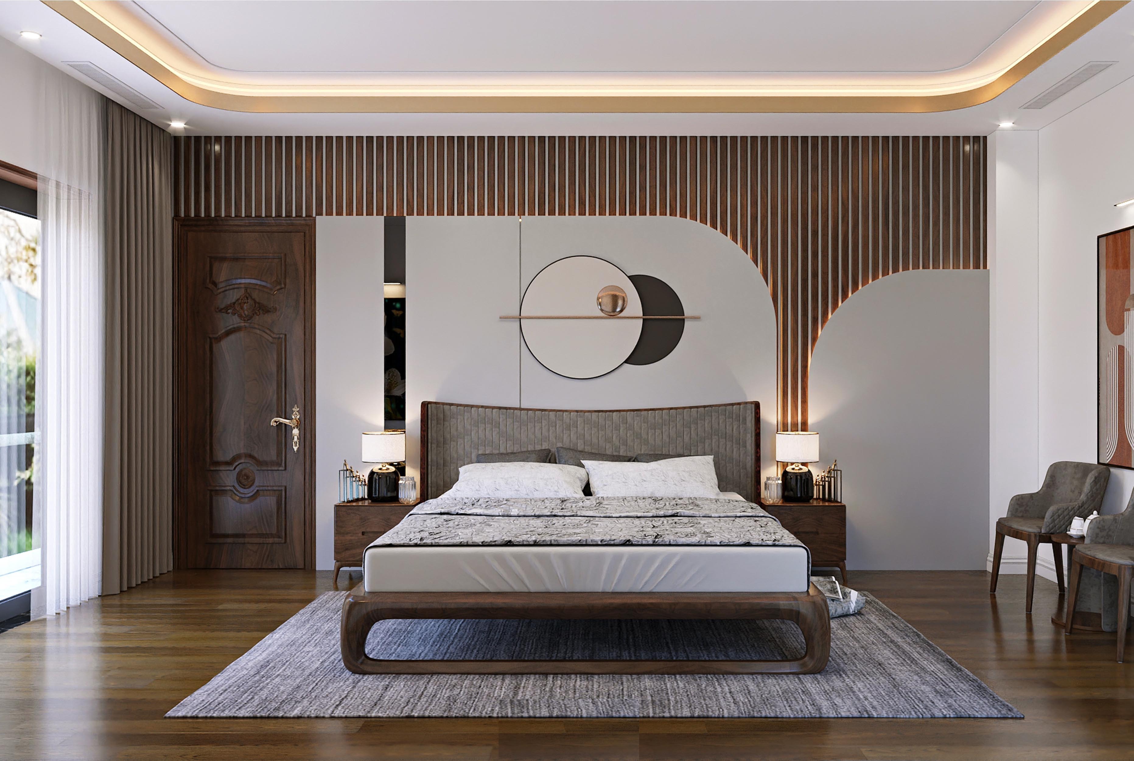 Phòng ngủ xám tối luxury