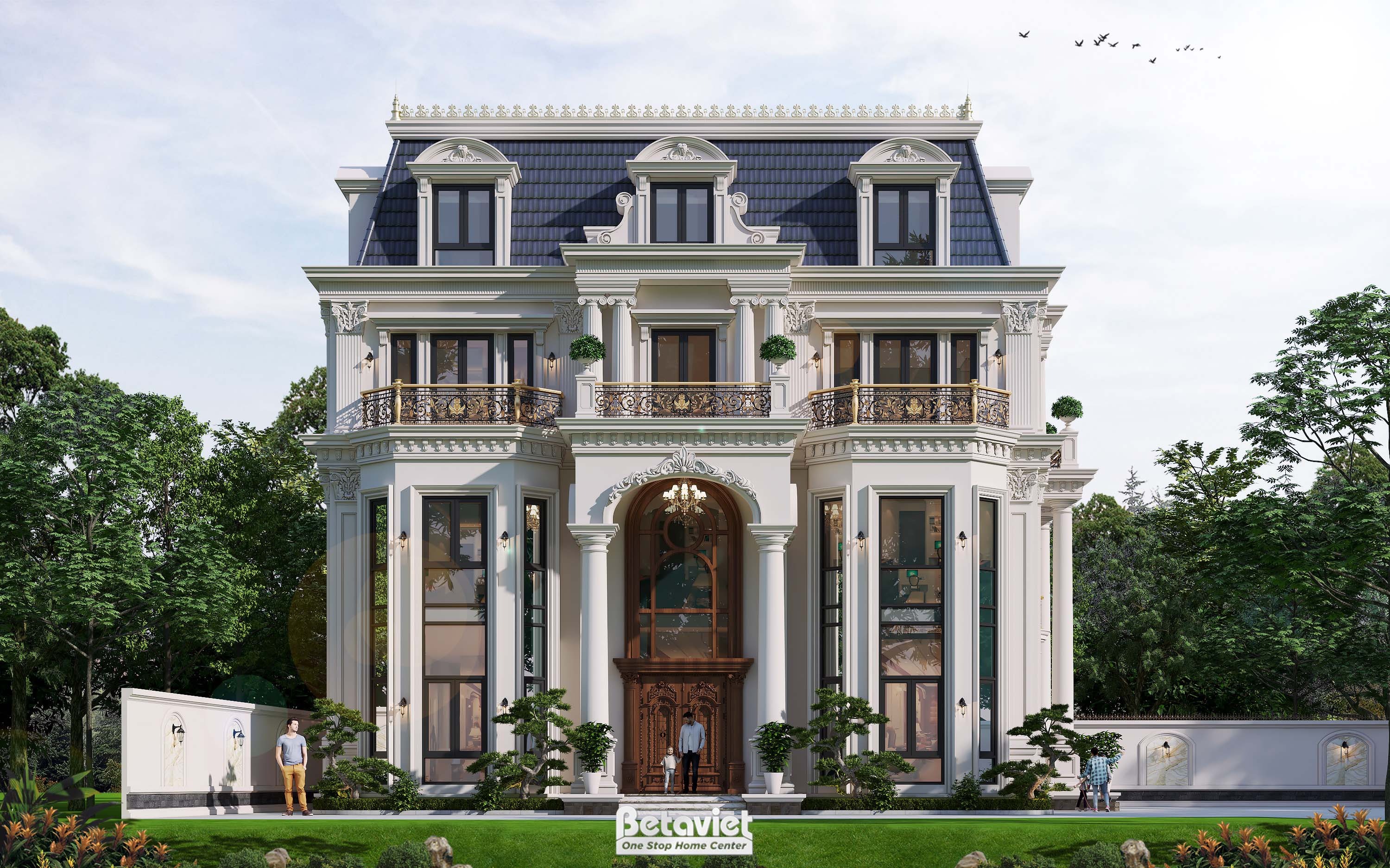 Thiết kế biệt thự 3 tầng phong cách tân cổ điển tại Nam Định KT200928