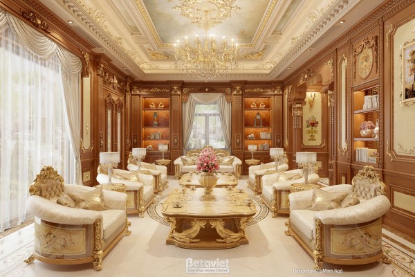 30+ mẫu nội thất phòng khách biệt thự tân cổ điển cao cấp