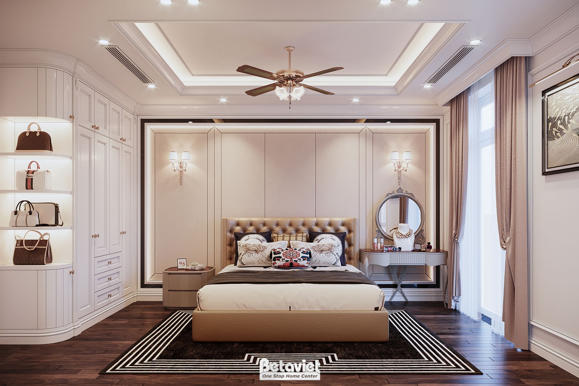 Walk-in closet có đảo giữa