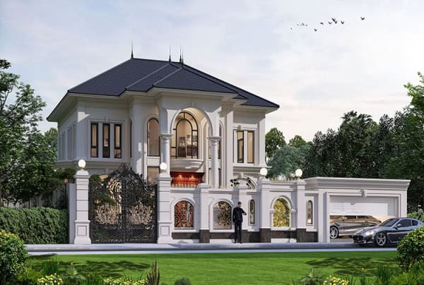 Mẫu biệt thự tân cổ điển 2 tầng mái Nhật  tại Đồng Tháp KT5021106