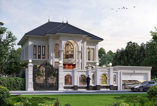 Mẫu biệt thự tân cổ điển 2 tầng mái Nhật  tại Đồng Tháp KT5021106